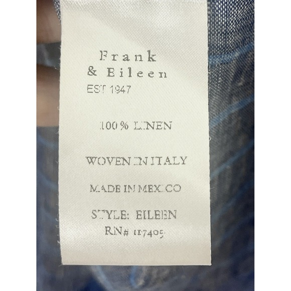 FRANK + EILEEN Eileen Relaxed Button Up Shirt Blue Stripe Italian Linen Size L - Picture 4 of 9